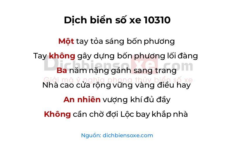 Dịch thơ biển số 10310