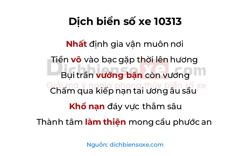 Dịch thơ biển số 10313