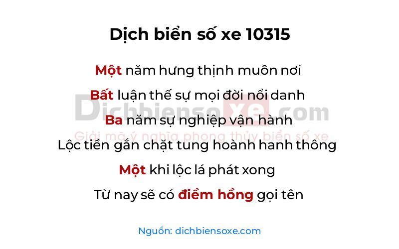 Dịch thơ biển số 10315