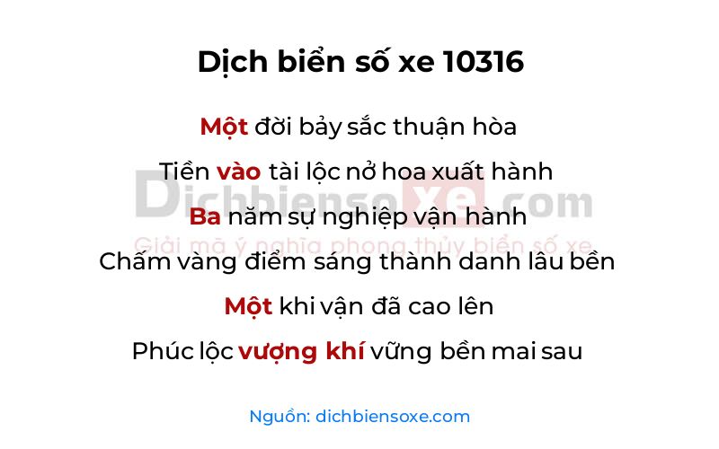 Dịch thơ biển số 10316