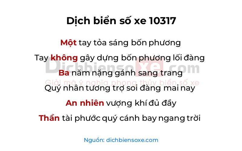 Dịch thơ biển số 10317
