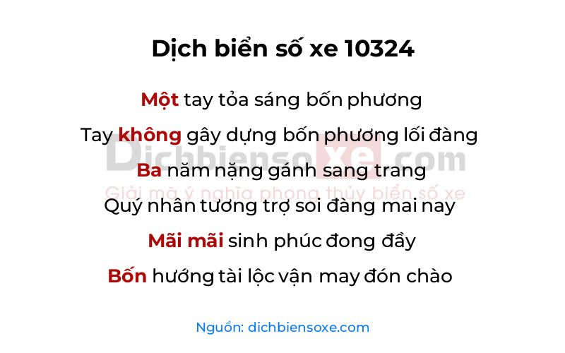 Dịch thơ biển số 10324