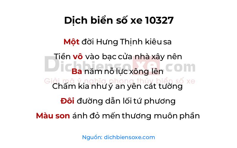 Dịch thơ biển số 10327