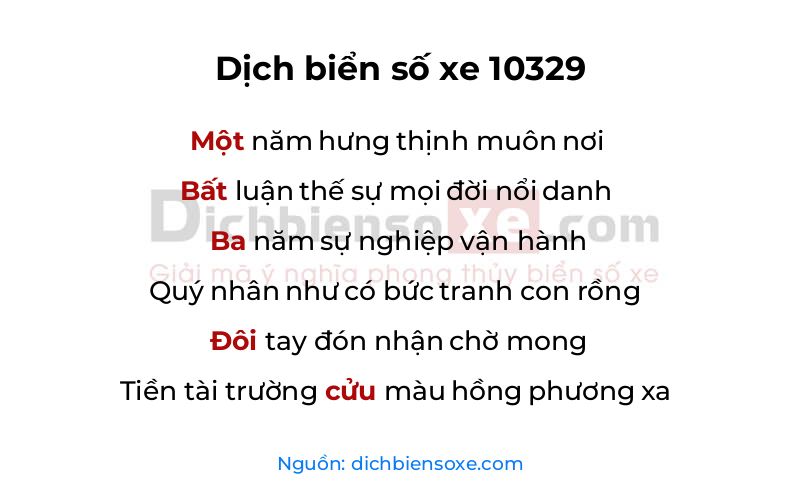 Dịch thơ biển số 10329