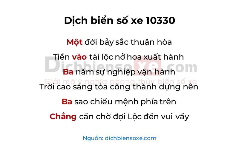 Dịch thơ biển số 10330