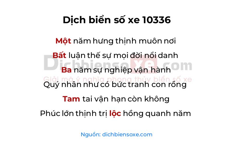 Dịch thơ biển số 10336