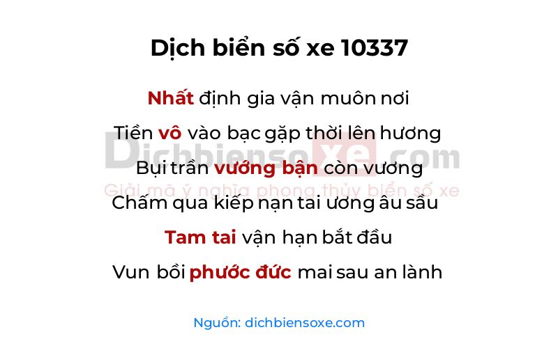 Dịch thơ biển số 10337