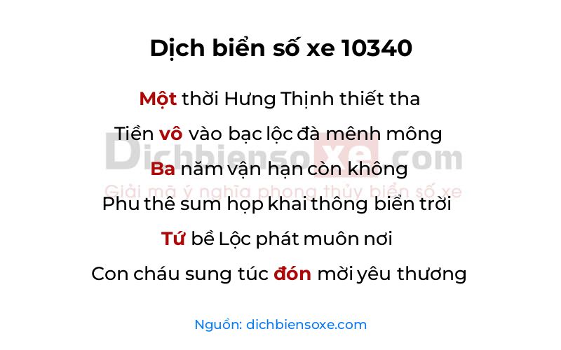 Dịch thơ biển số 10340