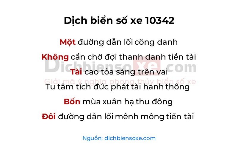 Dịch thơ biển số 10342