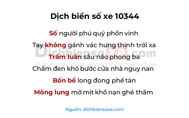 Dịch thơ biển số 10344