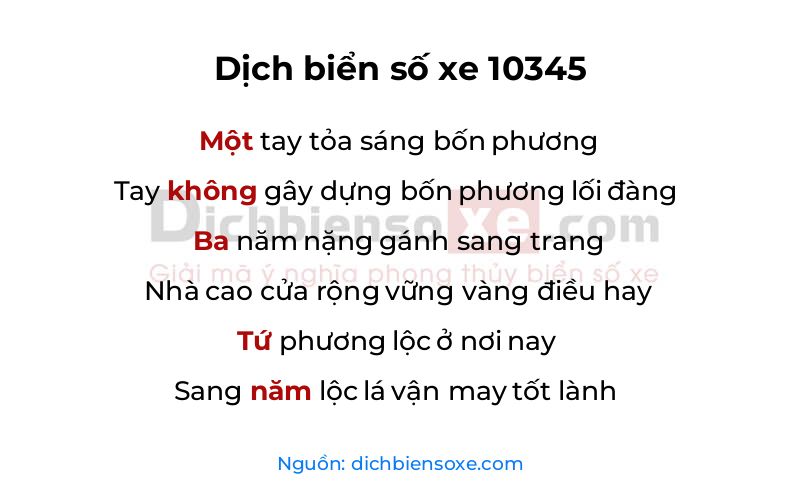 Dịch thơ biển số 10345