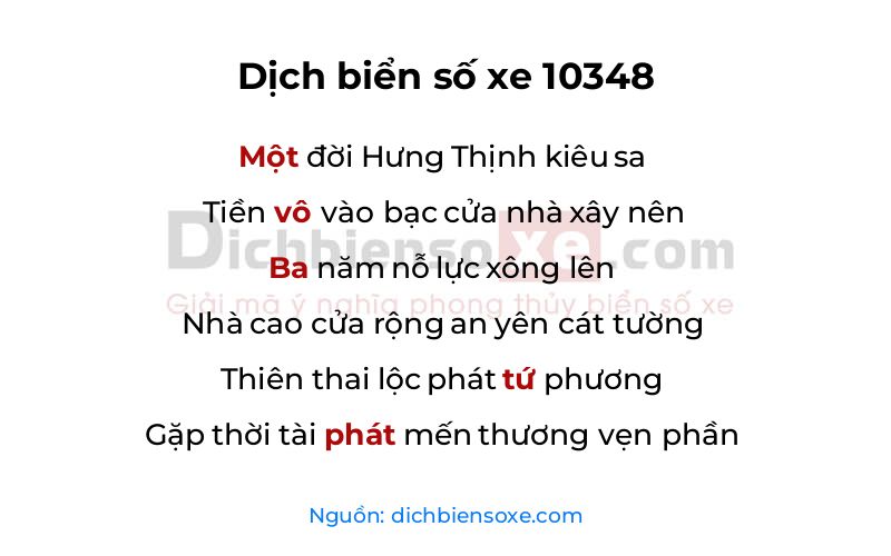 Dịch thơ biển số 10348