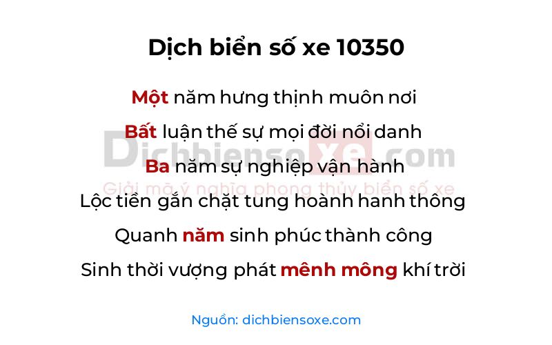 Dịch thơ biển số 10350