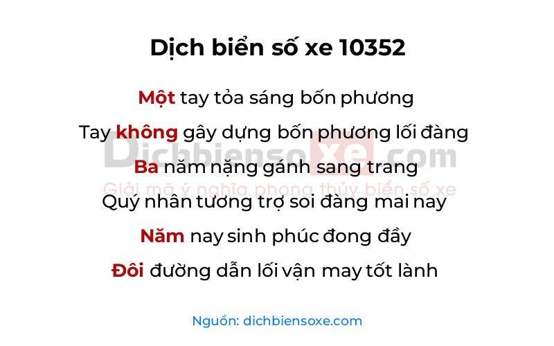 Dịch thơ biển số 10352