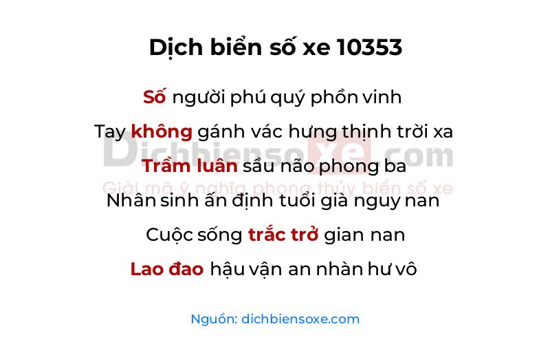Dịch thơ biển số 10353