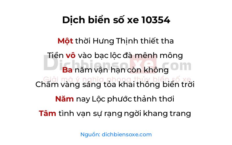 Dịch thơ biển số 10354