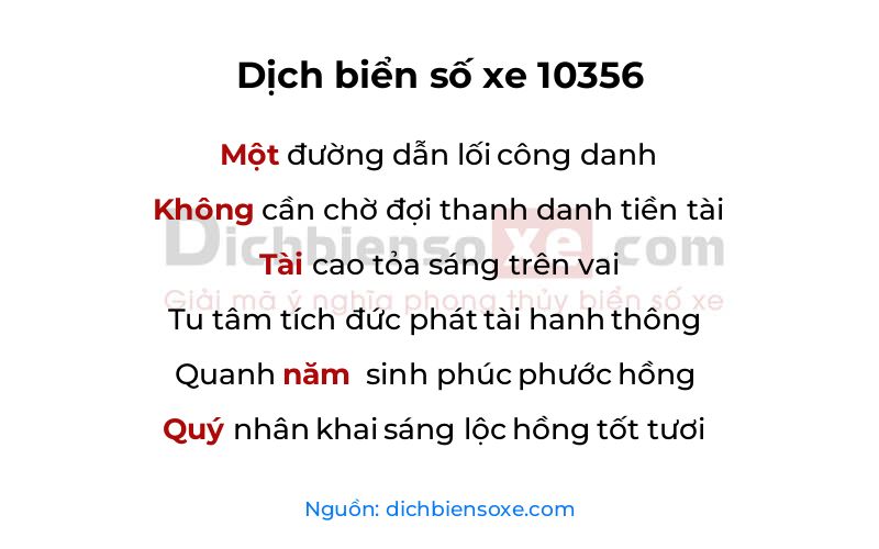 Dịch thơ biển số 10356