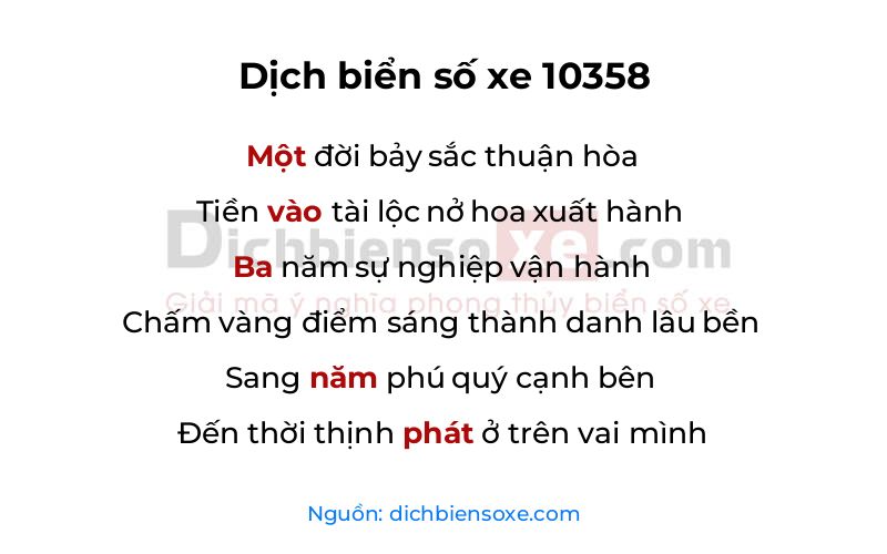 Dịch thơ biển số 10358
