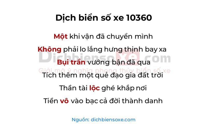Dịch thơ biển số 10360