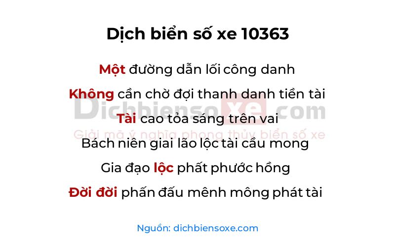 Dịch thơ biển số 10363