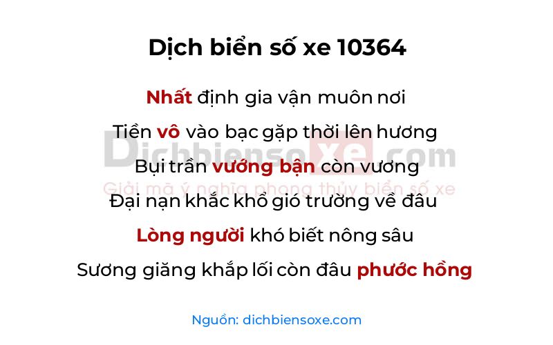 Dịch thơ biển số 10364