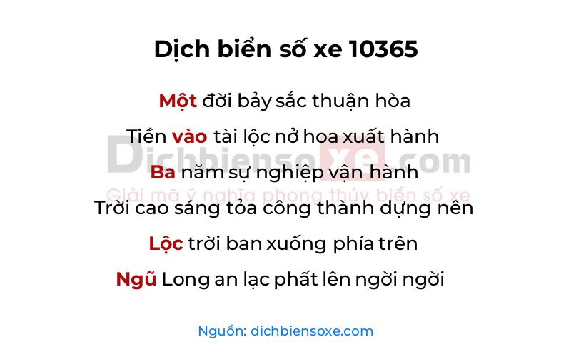 Dịch thơ biển số 10365