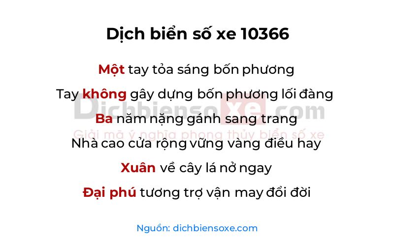 Dịch thơ biển số 10366
