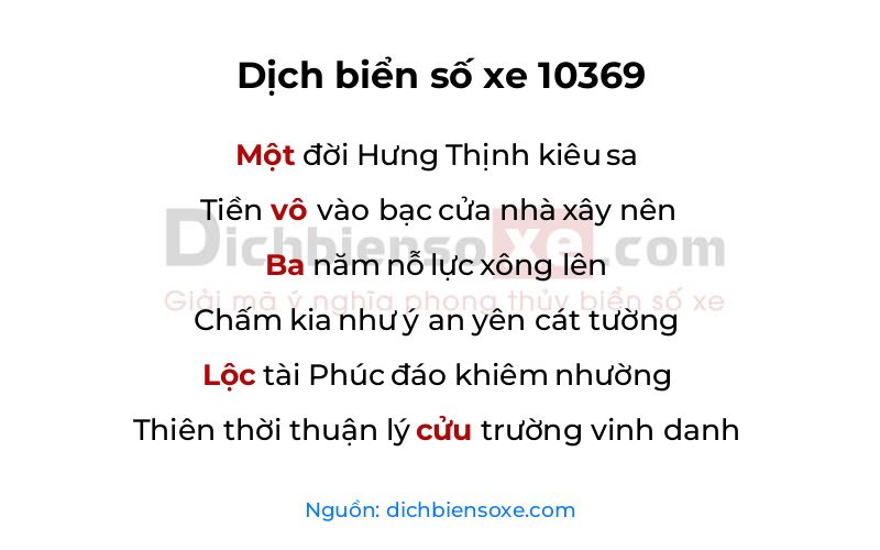 Dịch thơ biển số 10369
