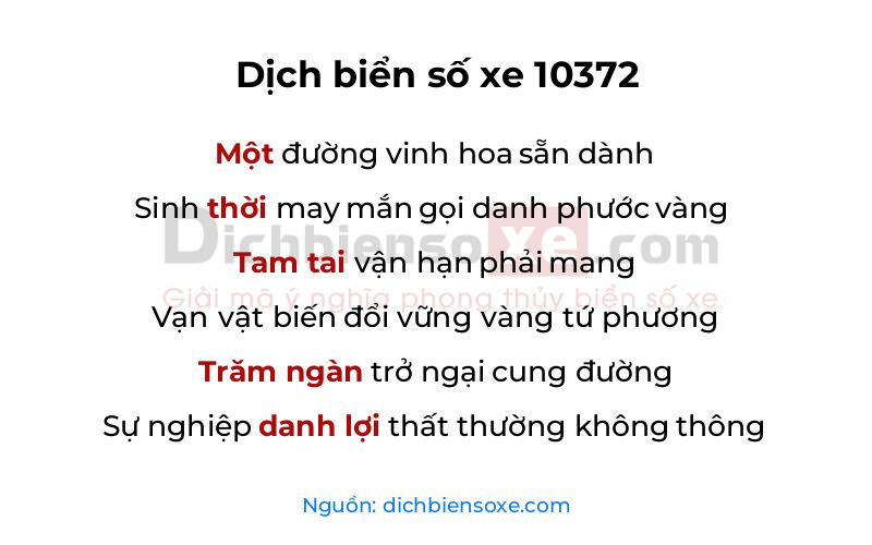 Dịch thơ biển số 10372