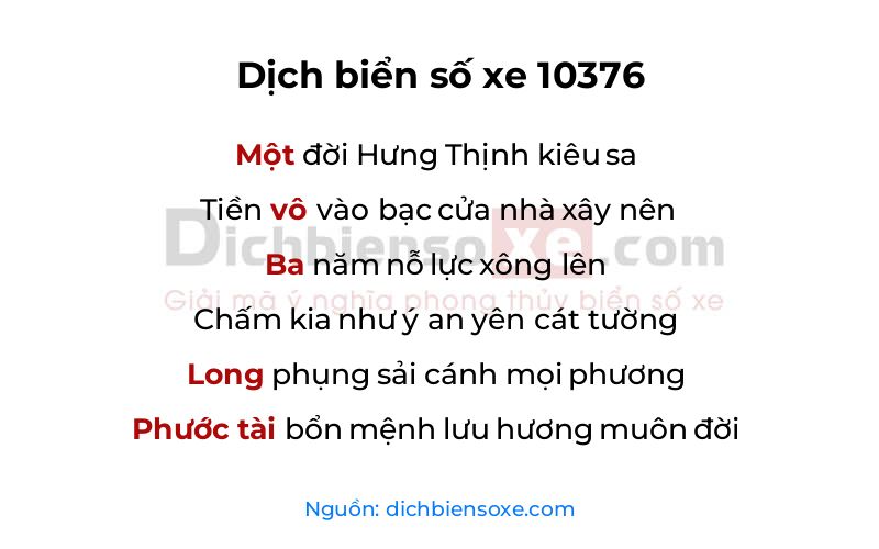 Dịch thơ biển số 10376
