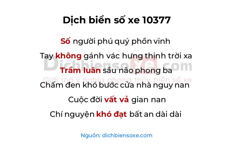 Dịch thơ biển số 10377