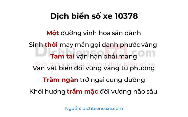 Dịch thơ biển số 10378