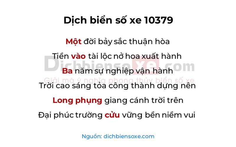 Dịch thơ biển số 10379