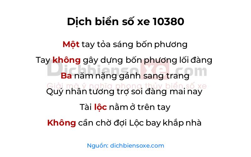 Dịch thơ biển số 10380