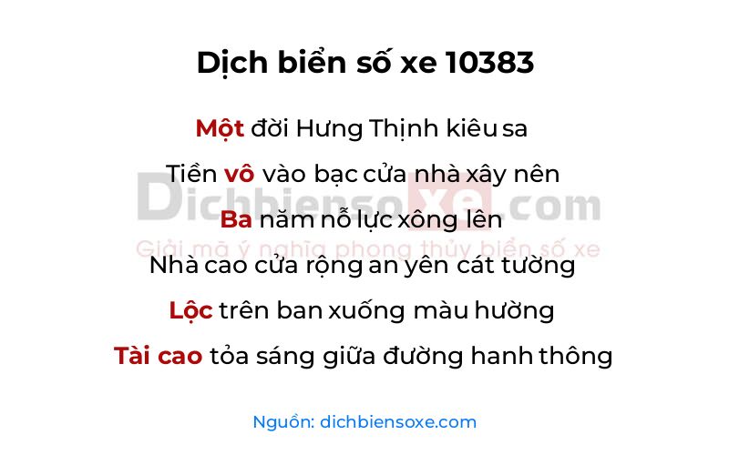 Dịch thơ biển số 10383