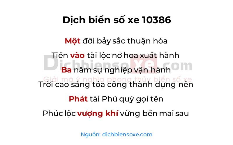 Dịch thơ biển số 10386