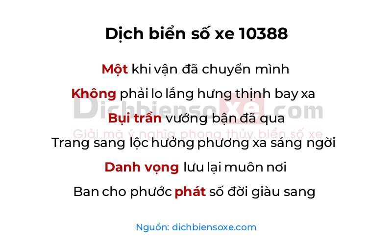 Dịch thơ biển số 10388