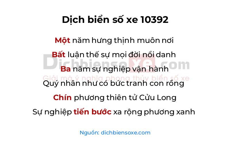 Dịch thơ biển số 10392