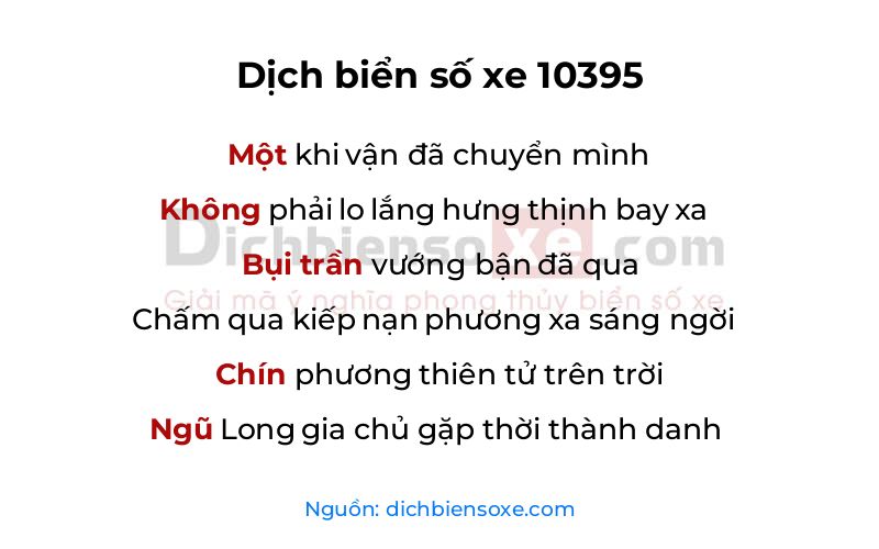 Dịch thơ biển số 10395