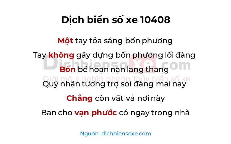 Dịch thơ biển số 10408