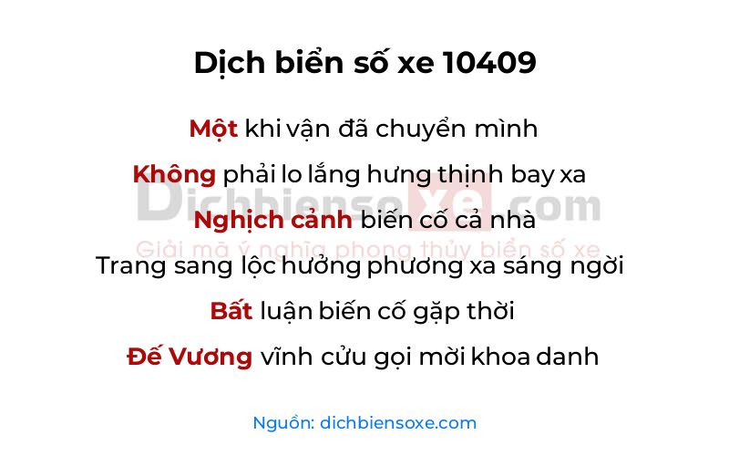 Dịch thơ biển số 10409