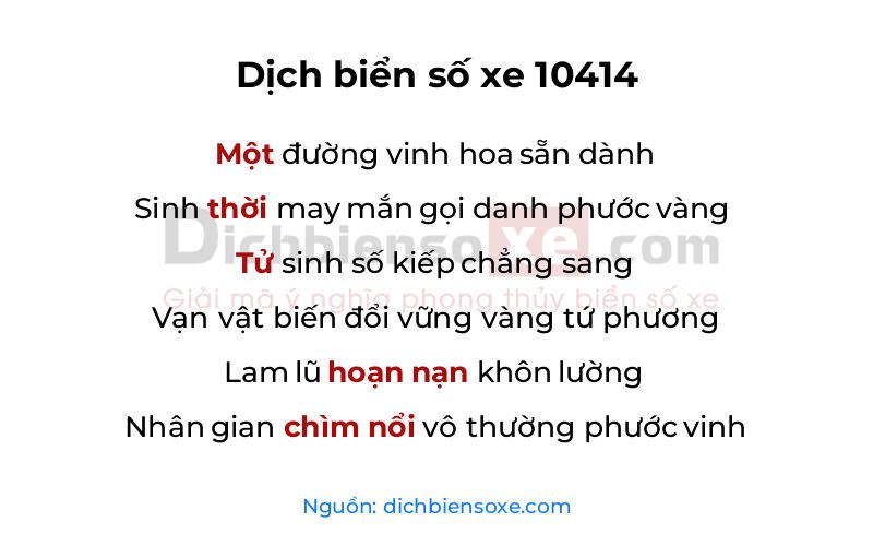 Dịch thơ biển số 10414