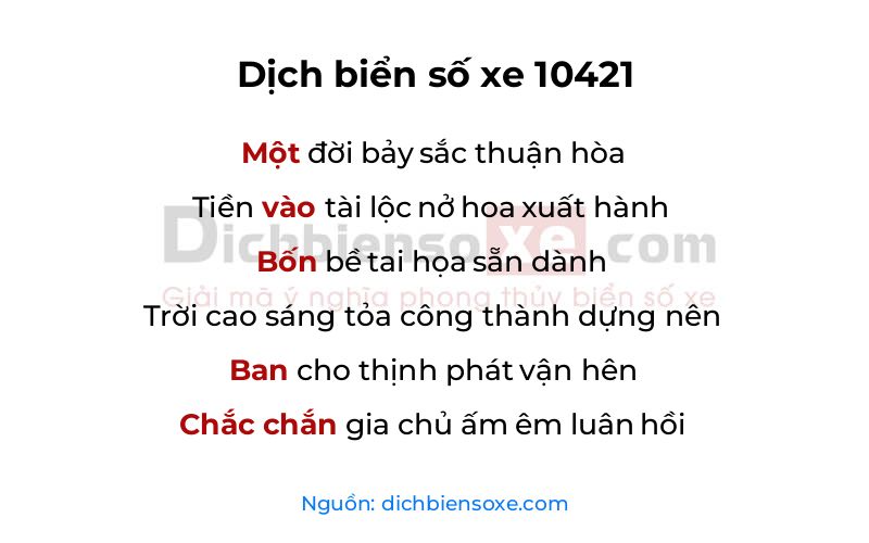 Dịch thơ biển số 10421