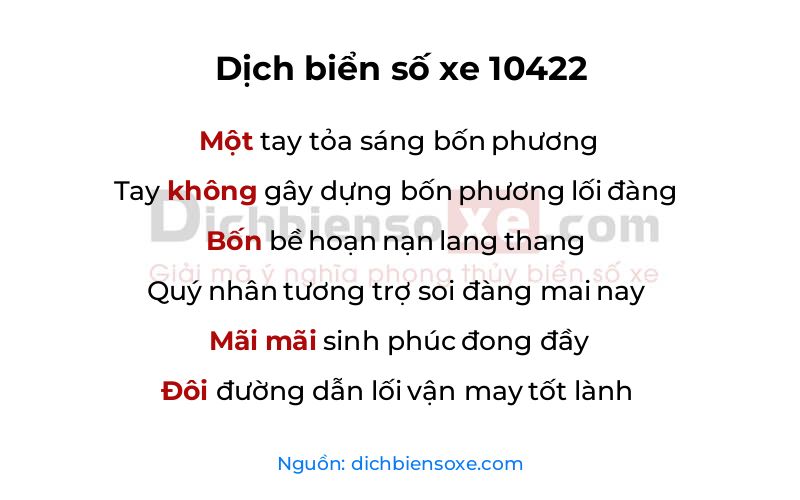 Dịch thơ biển số 10422