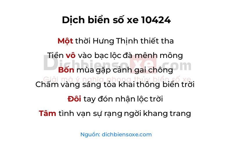 Dịch thơ biển số 10424