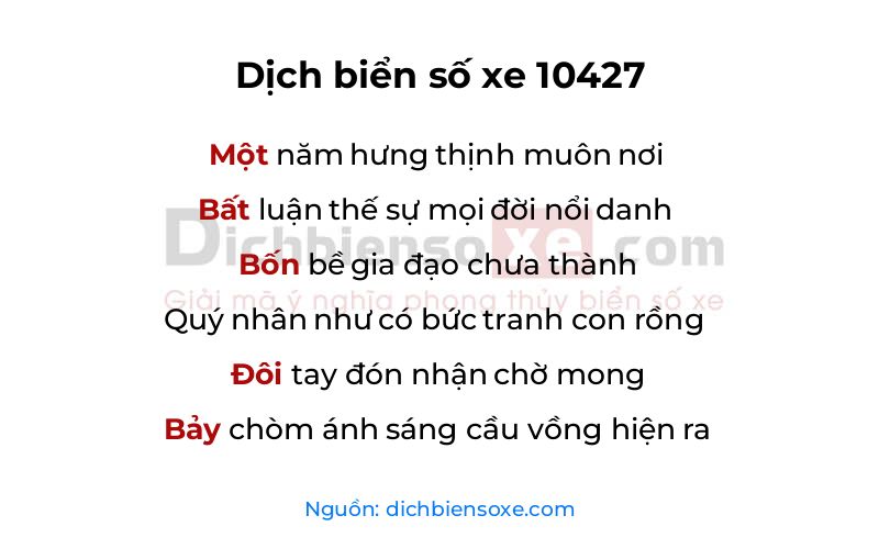 Dịch thơ biển số 10427