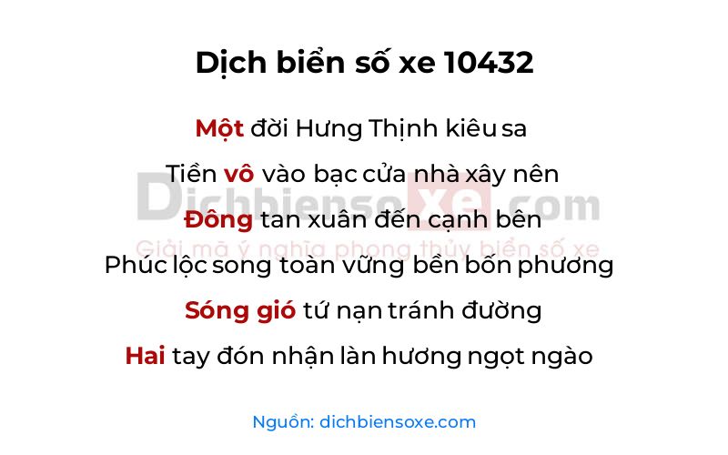 Dịch thơ biển số 10432