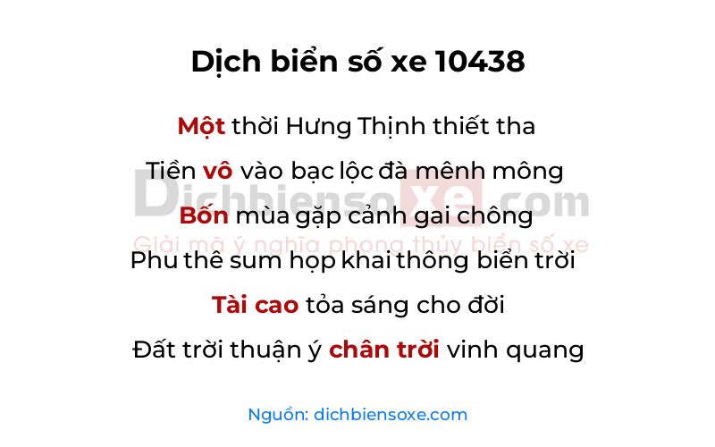 Dịch thơ biển số 10438