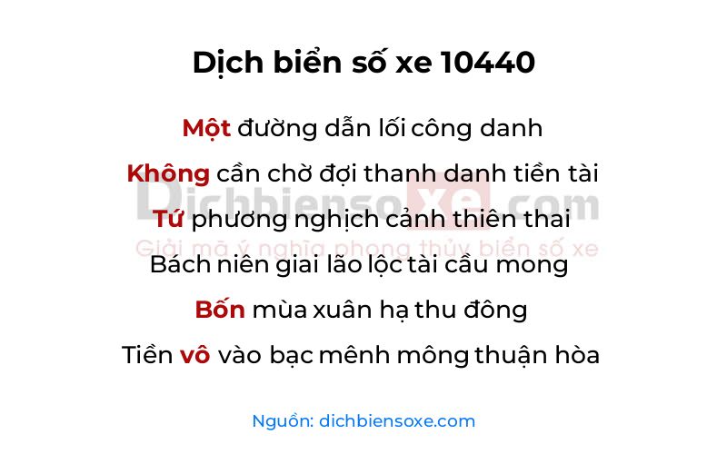 Dịch thơ biển số 10440