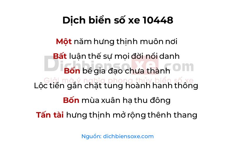 Dịch thơ biển số 10448